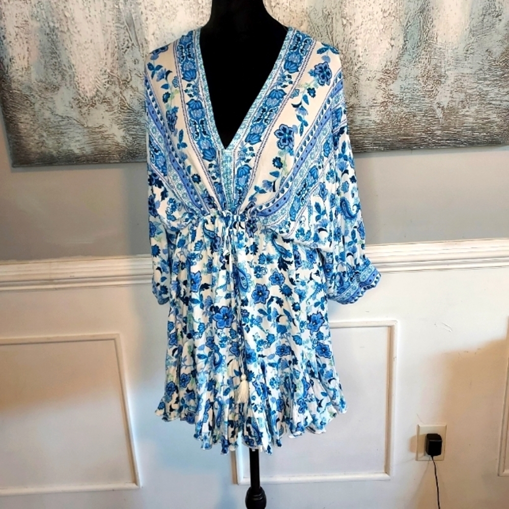 Juliana's Dolma Sleeve Front Tie Mini Dress Sz- M